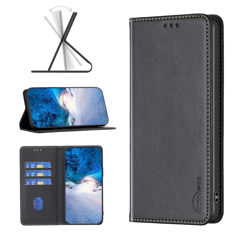 Luxury Leather Flip Phone Case for Xiaomi – Premium Wallet Cover with Card Slots