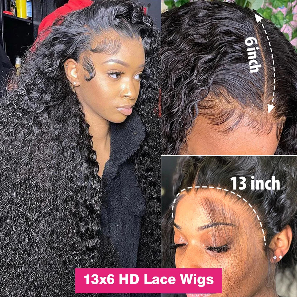 250% Wate Wave 13x6 HD Lace Frontal Wig Curly Human Hair Wigs Deep Wave Lace Front Wig Wear Go Glueless 4x4 HD Lace Closure Wig