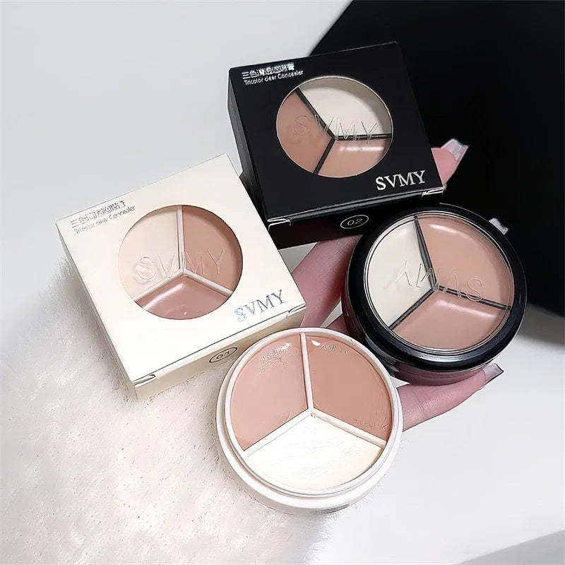 3-Color Concealer Palette High Coverage Concealer Cover Anti Dark Circle Freckle Natural Finish Foundation Face Makeup Base
