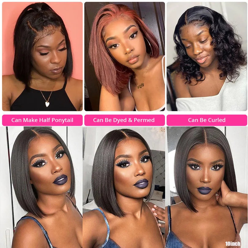 Straight Bob Wig 5x5 Silk Base Closure Human Hair Wigs For Women Malaysian Silk Base Lace Front Wig with Baby Hair