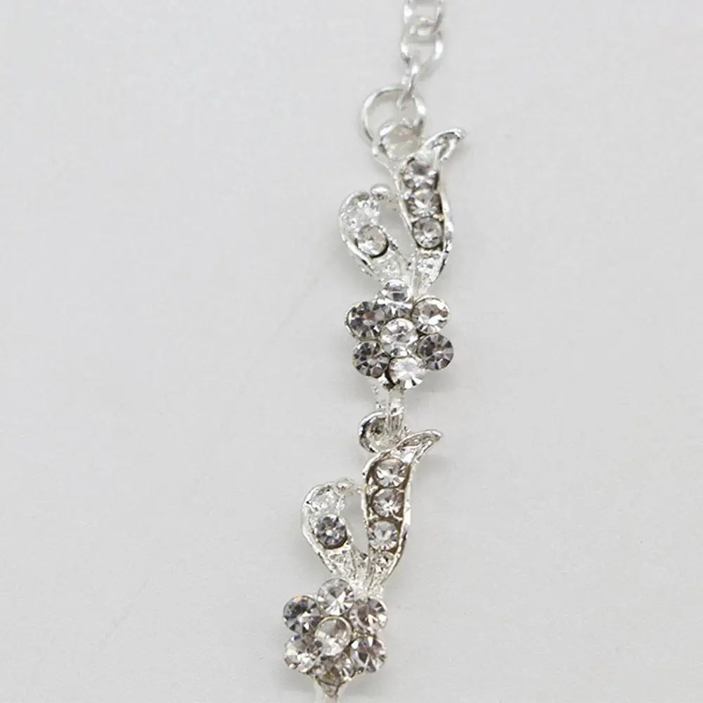 Korean Style Wedding Jewelry Set – Necklace, Earrings & Tiara for Women