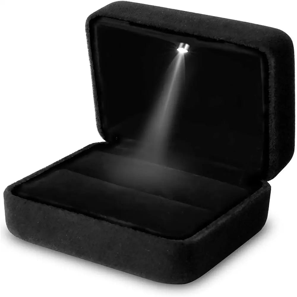 1 Pcs LED Jewelry Ring Box Luxury Velvet Rubber Necklace Pendant Gifts Display With Light For Proposal Engagement Wedding 2030