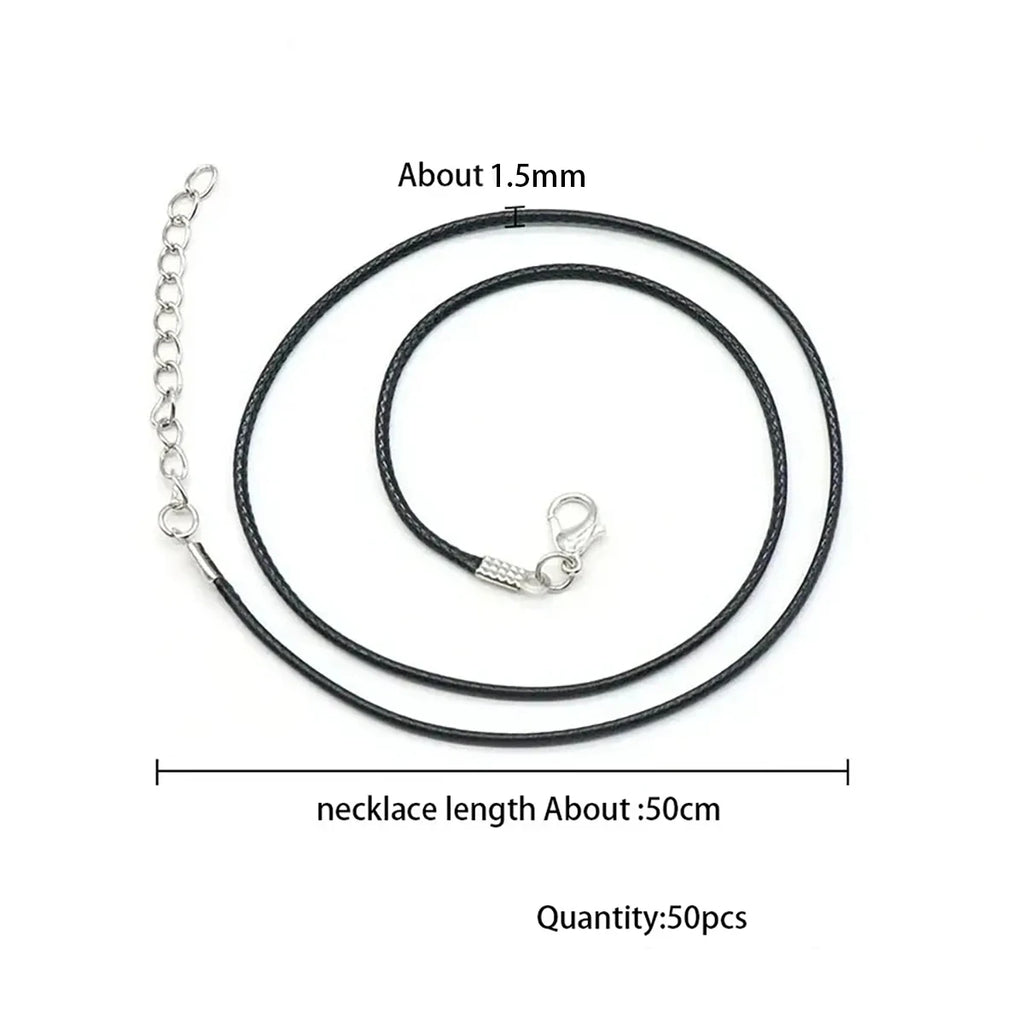 50-100Pcs Leather Necklace Chains Bracelet Cord Clasps for Pendants, Bulk Waxed Rope Necklace String, Jewelry Making Supplies