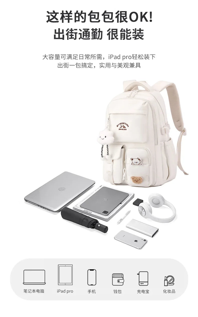 Korean Style Daily Backpack For Women Packsack Waterproof nylon Fabric Travel Backpacks Girls School Bag Teenagers Casual Bags