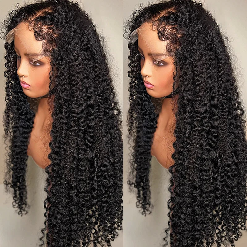 4C Edges Curly Human Hair Wigs Kinky Curly 13x6 HD Lace Frontal Wig 250% Deep Wave 13x4 Lace Front Human Hair Wigs on Sale