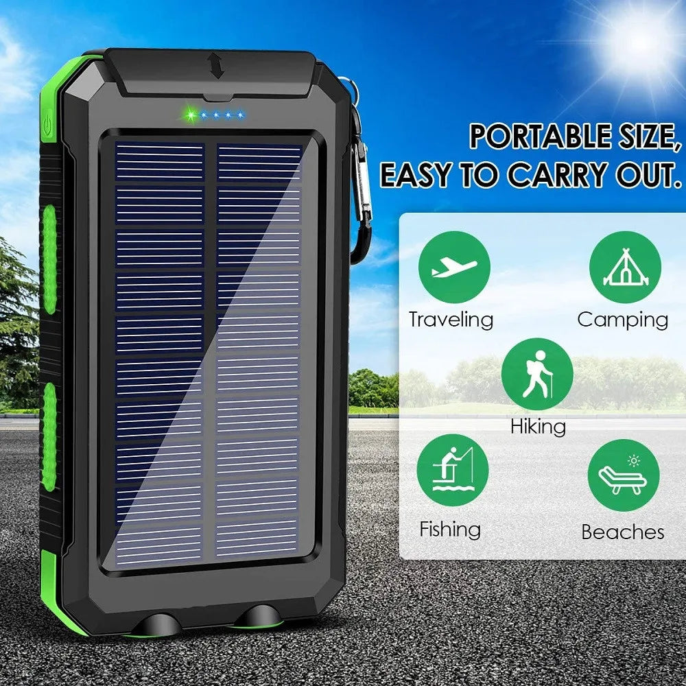 Solar Power Bank – 80000mAh Portable Charger with Strong LED Light for All Smartphones