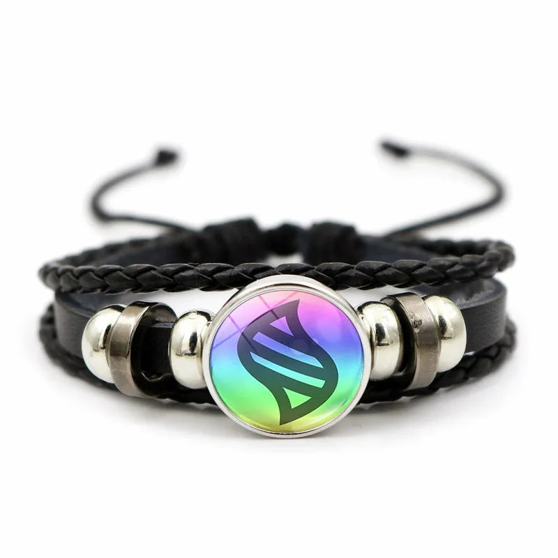 Anime Mega Stone Poke Snap Weave Leather Bracelet Glass Cabochon Adjustable Bangle Jewelry for Women Kids Gift