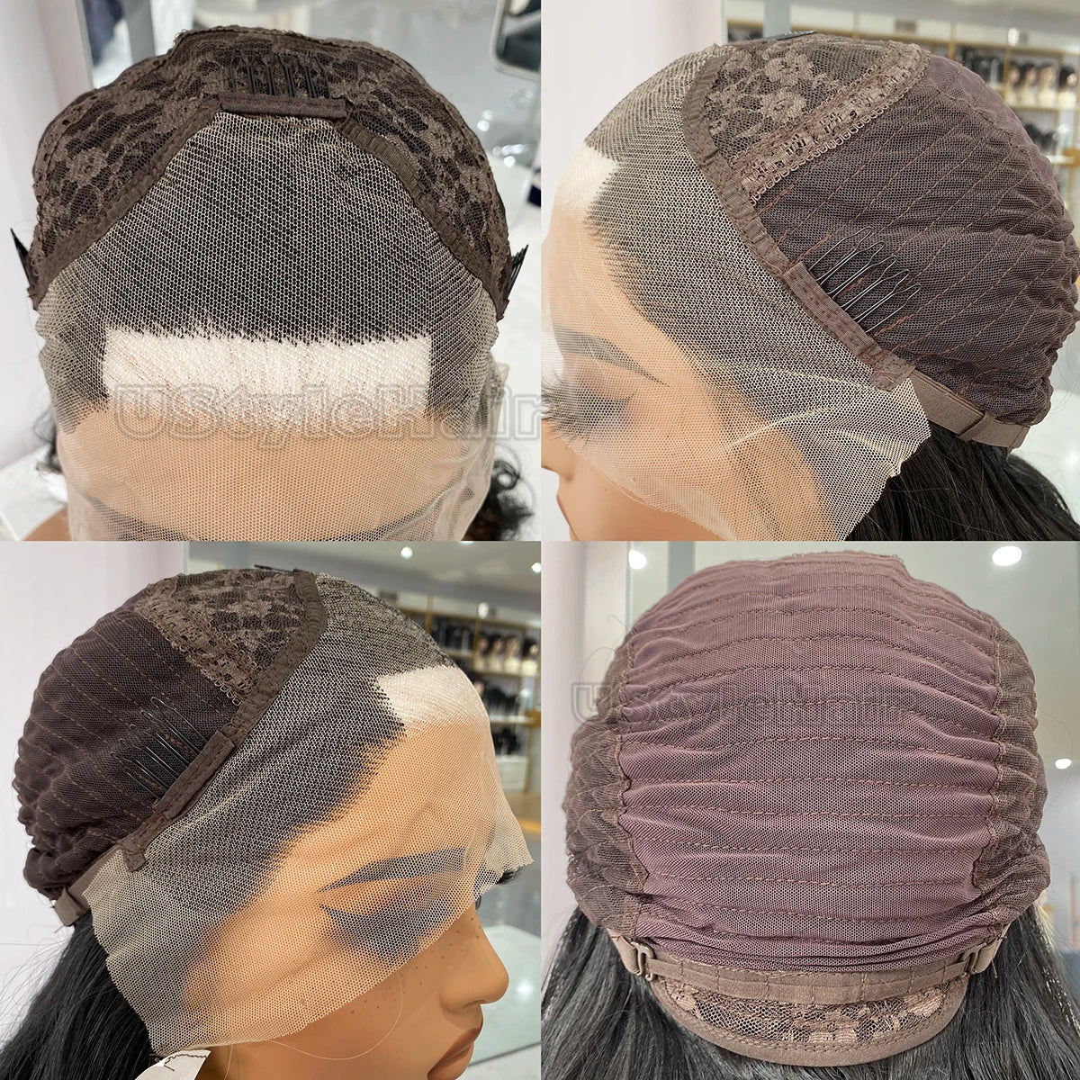 Black Wig with White Highlights Long Body Wave Wig 13x4 Lace Front Wigs for Women Synthetic Hair Glueless Natural Hairline Wigs