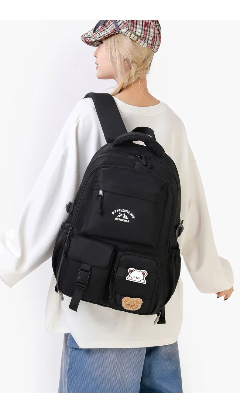 Korean Style Daily Backpack For Women Packsack Waterproof nylon Fabric Travel Backpacks Girls School Bag Teenagers Casual Bags
