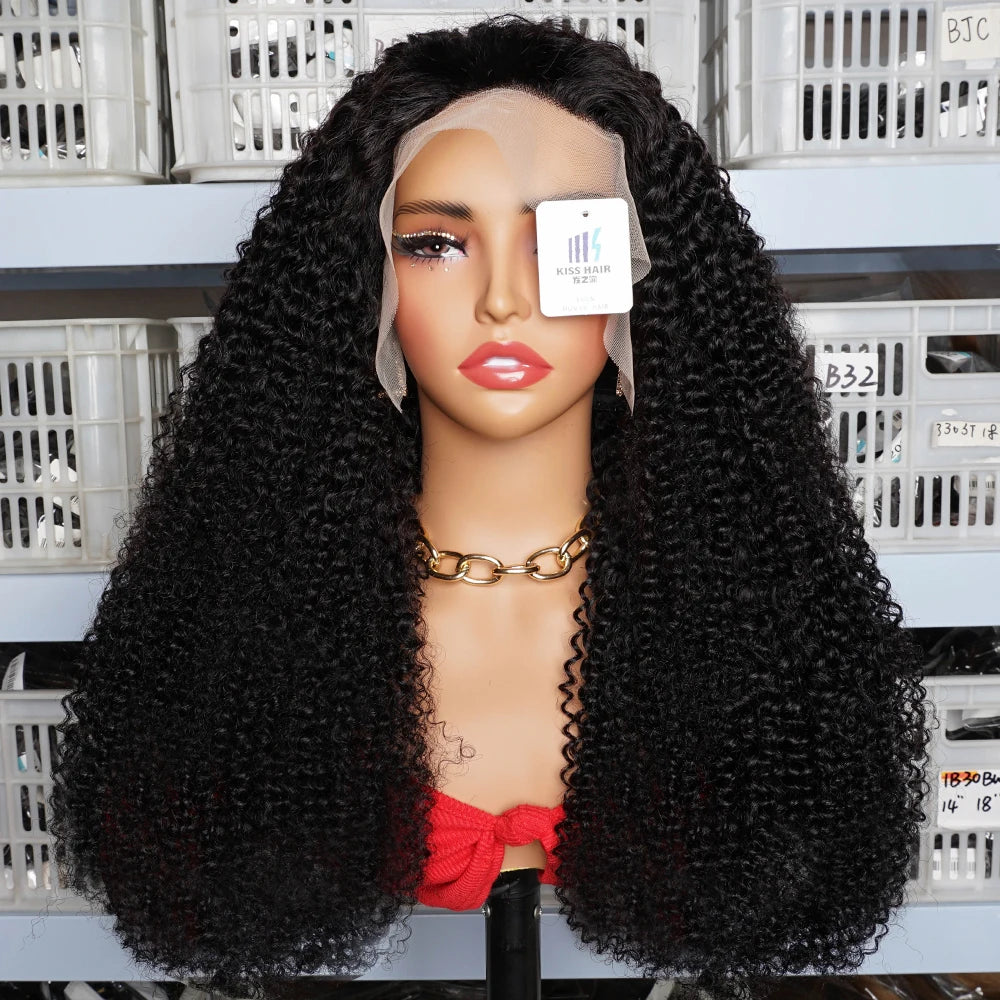 300% Kinky Curly Human Hair Wigs 13*4 Lace Frontal Wig Remy Brazilian Human Hair Extension 4*4 Lace Closure Wigs 13*6 Thick Ends
