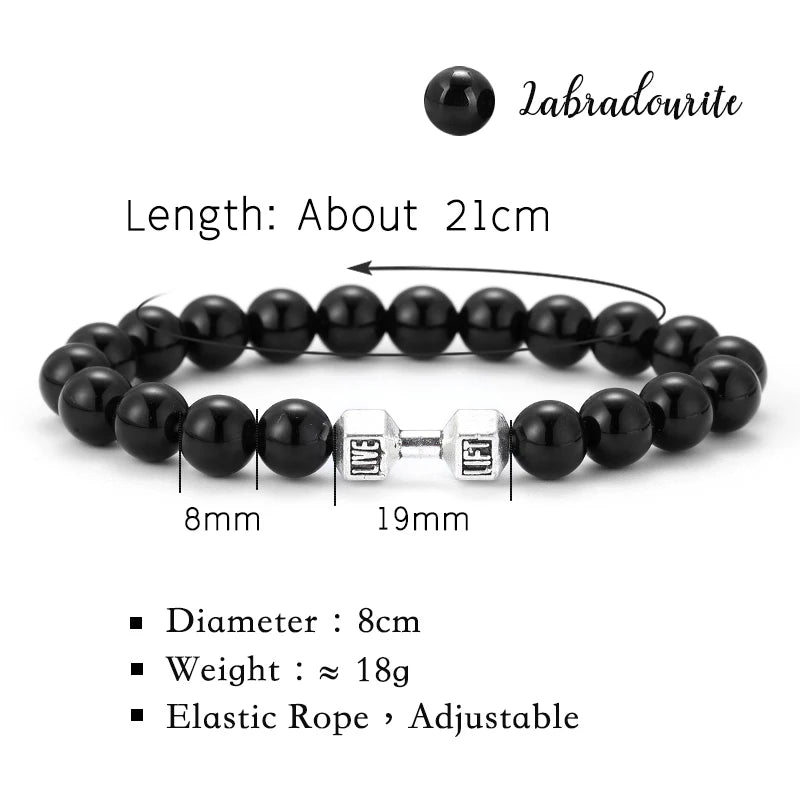Natural Volcanic Stone Bracelet – Matte Black Lava Bead Fitness Bracelet for Men & Women