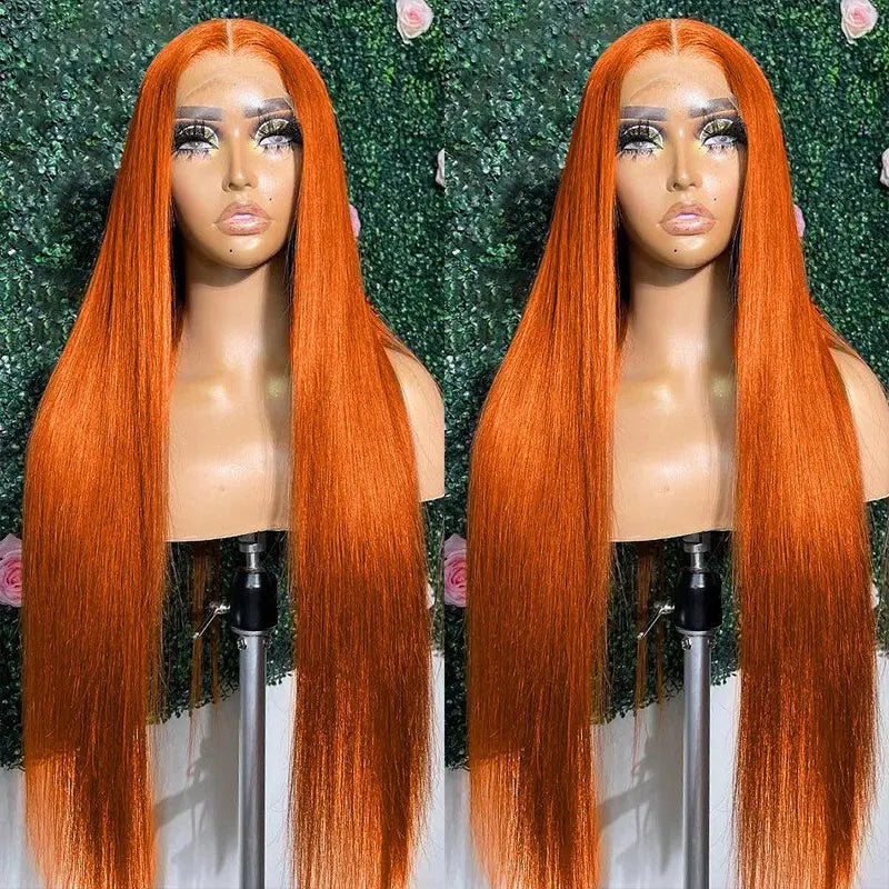 350 Ginger Orange Lace Front Wigs For Human Hair Straight Hair Wig Pre Plucked Brazilian 13x4 Straight Lace Frontal Human Wigs