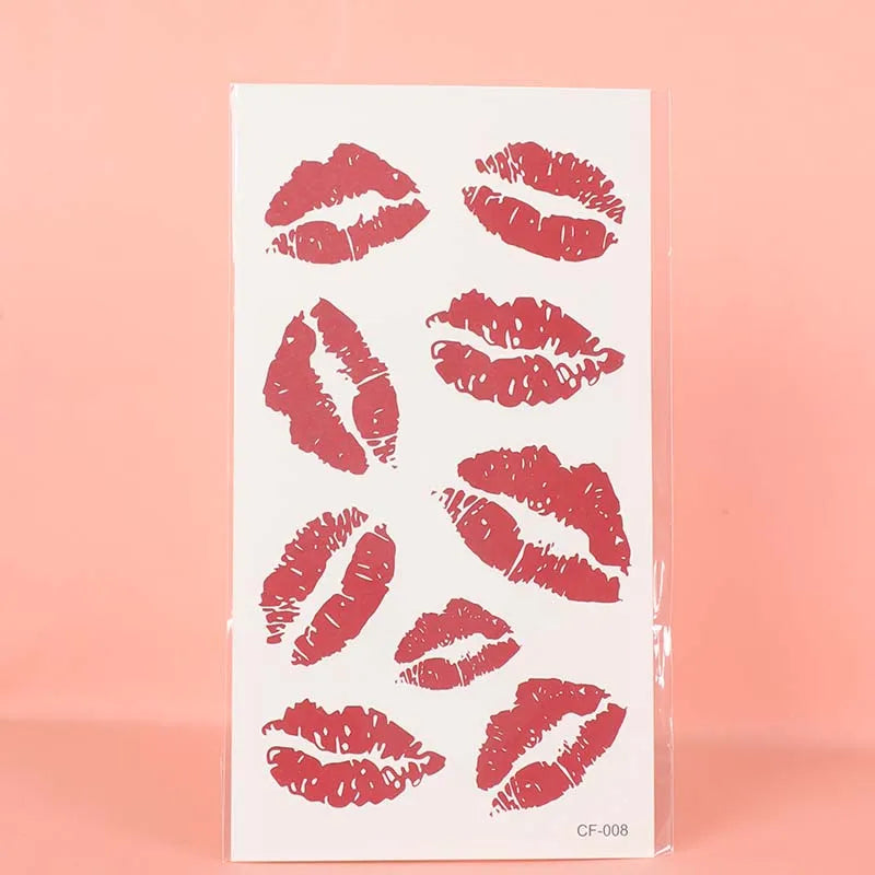 Red Lips Temporary Tattoo – Waterproof Neck & Arm Tattoo for Men & Women