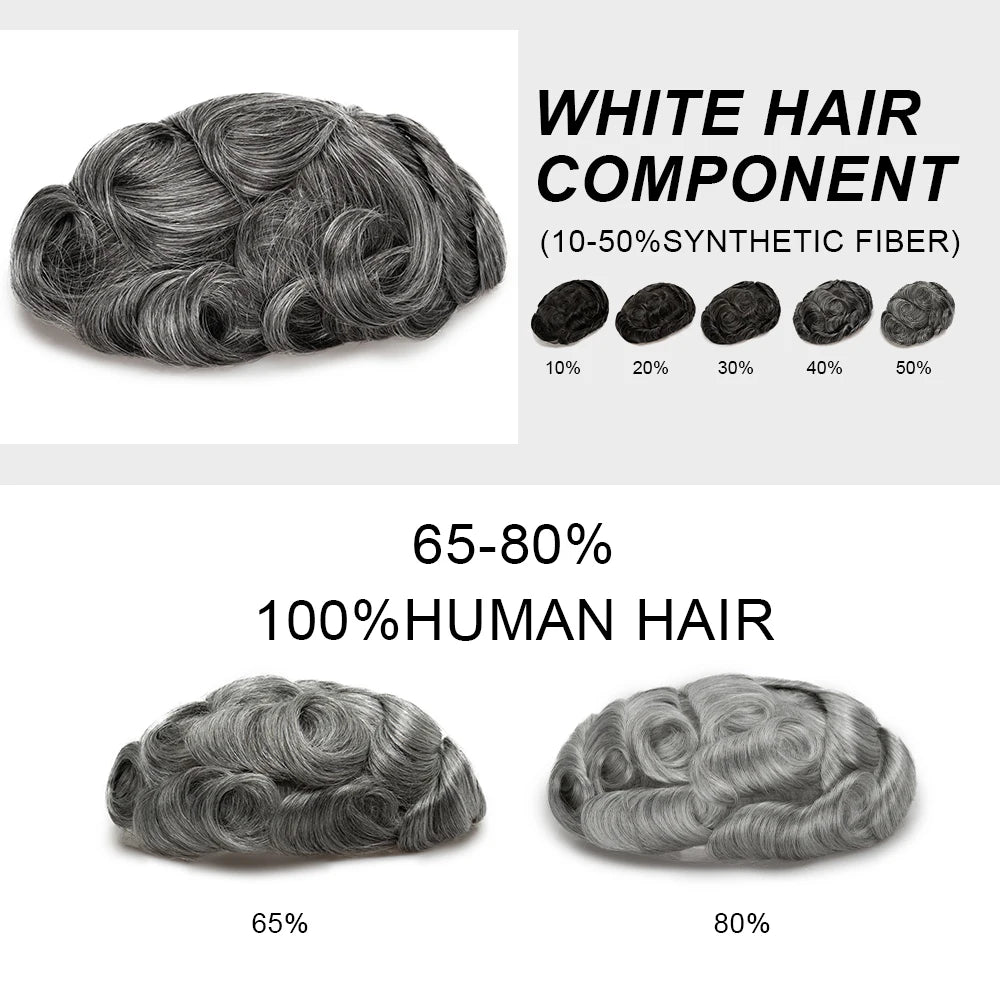 Wig Man Men's Capillary Prosthesis 100% Human Hair Wigs Men Toupee 0.03mm 90% 100% Density V Loop Human Hair Toupee For Men