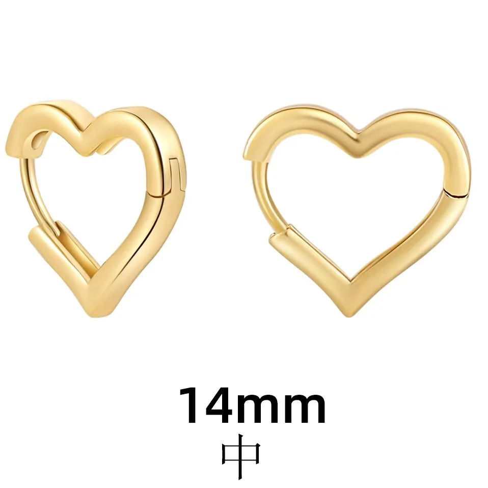 Heart Hoop Earrings Gold Color Metal Love Earrings Minimalist Fancy Girl Gift Fashion Jewelry for Women