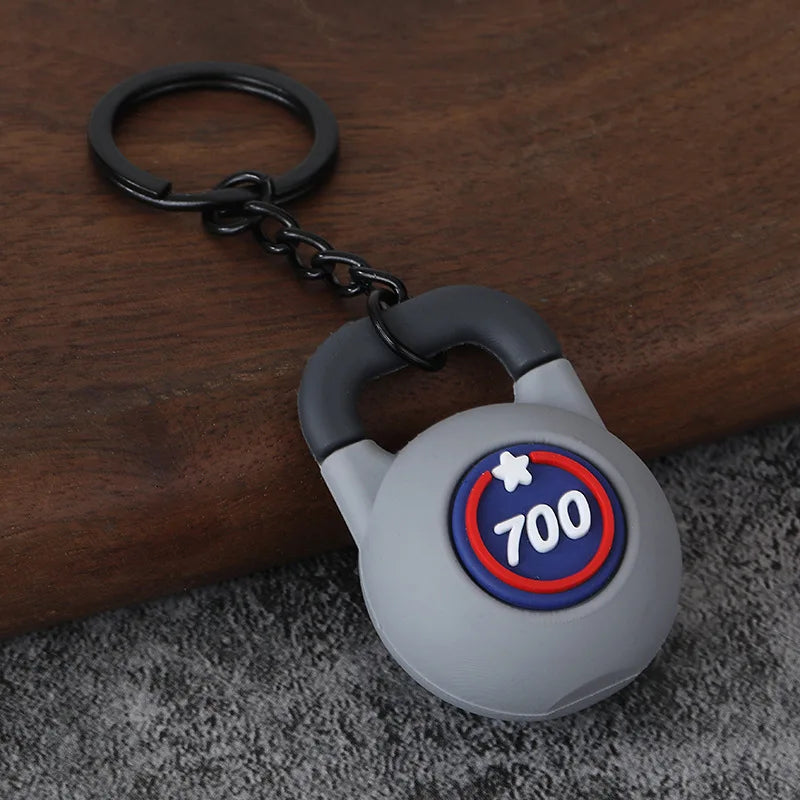 3D PVC Sports Fitness Pendant Mini Barbell Plates Keychain Kettlebells Water Cups Simulation Dumbbell Keyring Creative Bag Charm