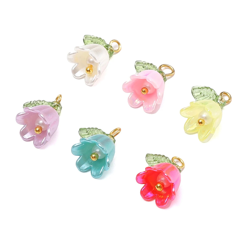 11x14mm 2-10Pcs acrylic lily of the valley flower bud beads plated with colored loose beads, handcrafted DIY making jewelry brac