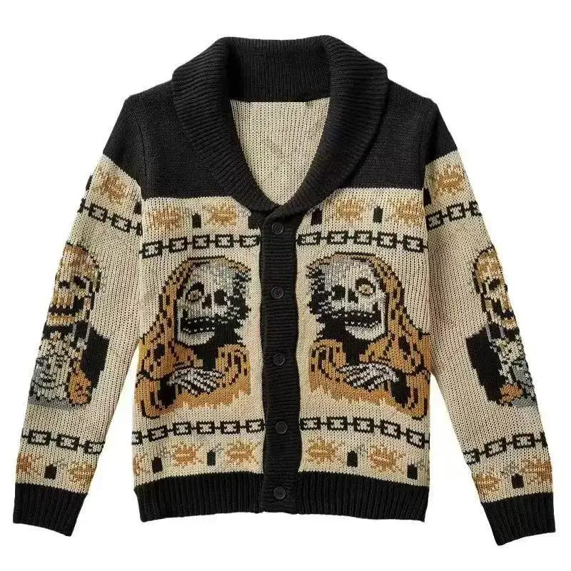 Y2K Gothic Ghost Print Harajuku Sweater – Men's & Women's Long Sleeve Warm Coat