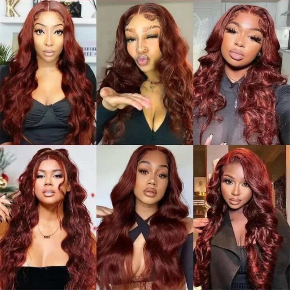 Reddish Brown 13x4 Body Wave Lace Frontal Human Hair Wigs Brazilian Virgin Remy Hair 13x6 Transparent Lace Front Wig For Women