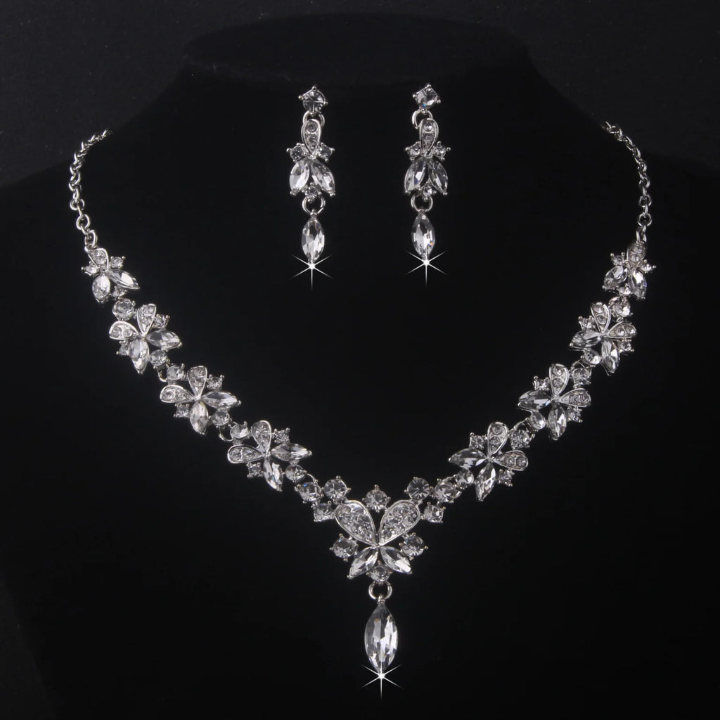 High-End Bridal Wedding Necklace & Earring Set – Elegant Evening Party Accessories