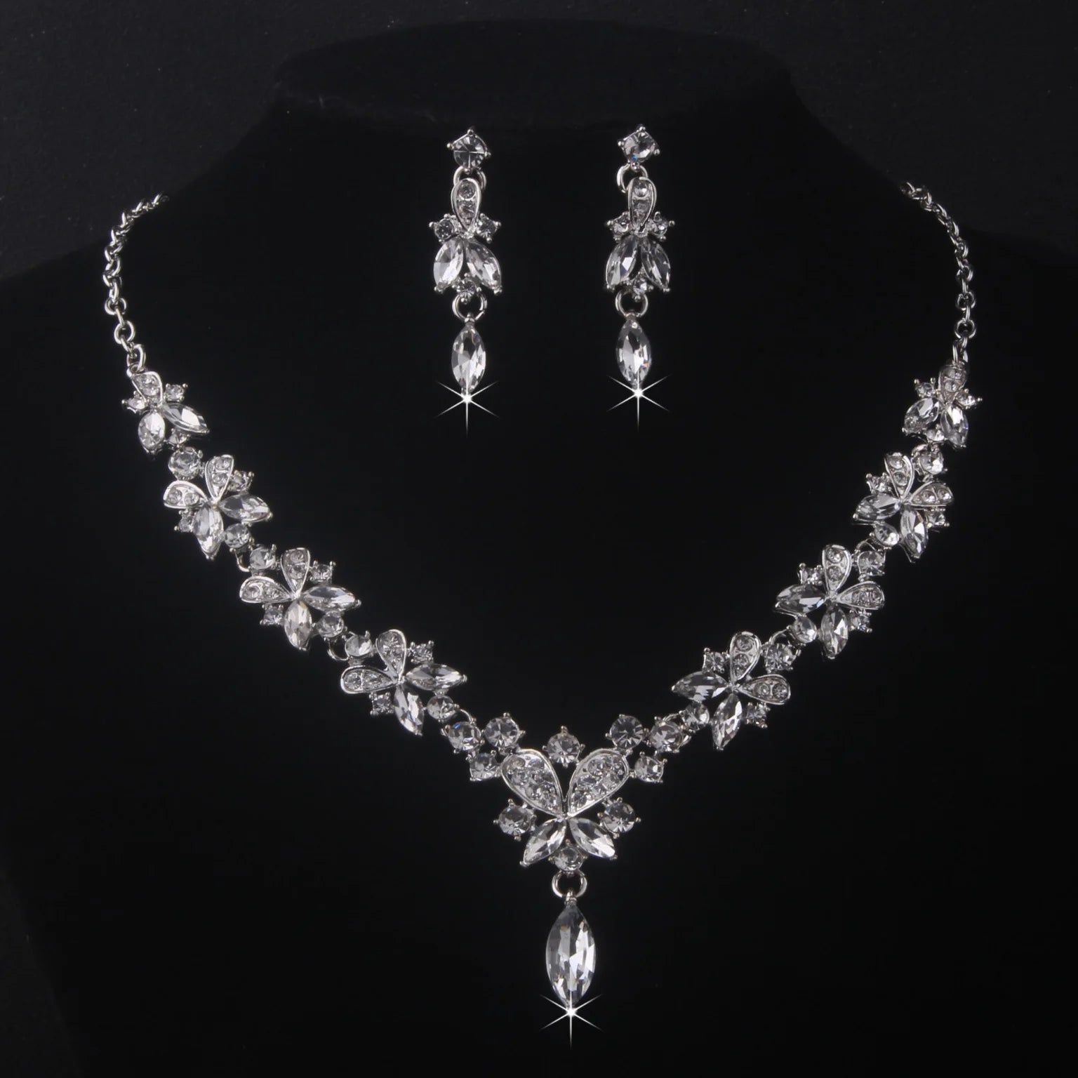 High-End Bridal Wedding Necklace & Earring Set – Elegant Evening Party Accessories