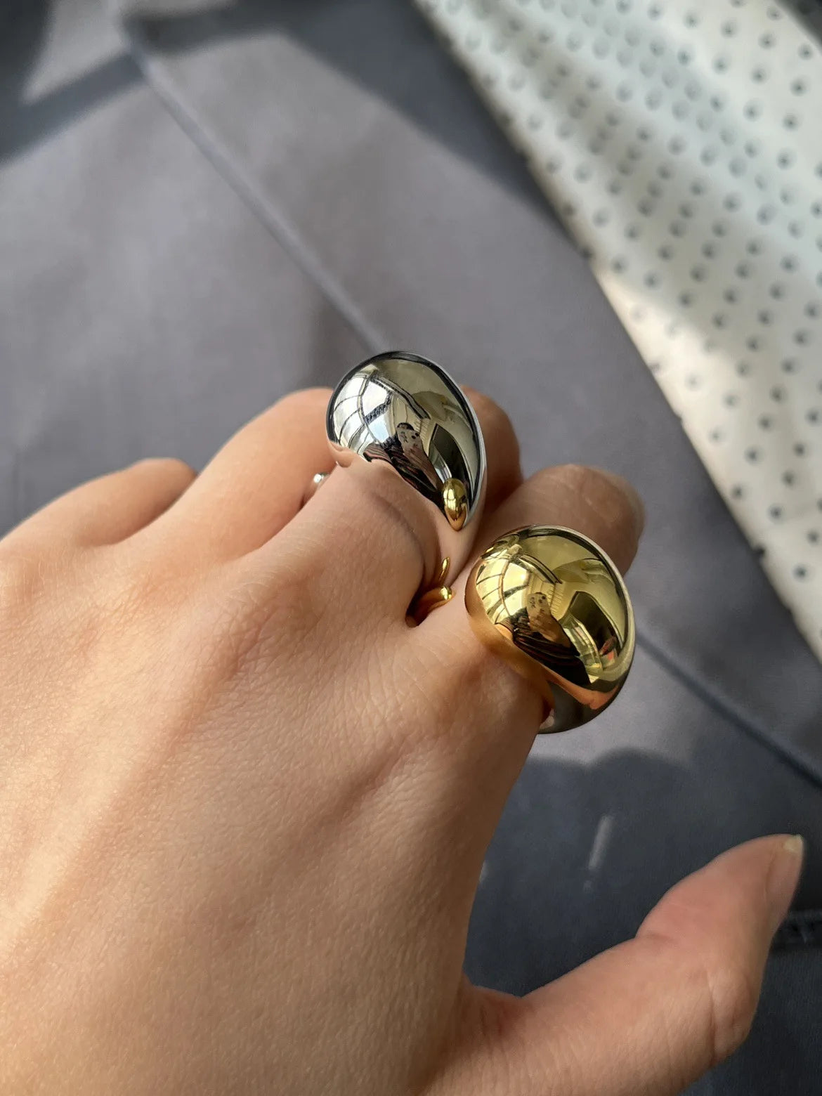 925 Sterling Silver Water Drop Ring For Women Gift Geometric Punk Exaggeration Trend Hiphop Jewelry Accessories Dropshipping