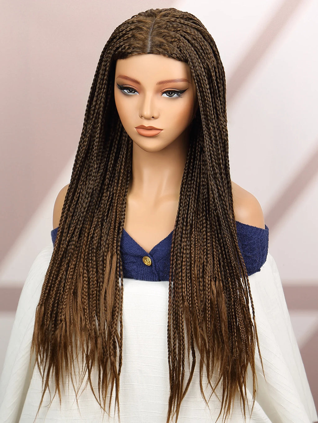 Premium Synthetic Braided Wigs Ombre Colors Protective Style Machine Made Braided Wig 32 inch Long Wigs For Black Women