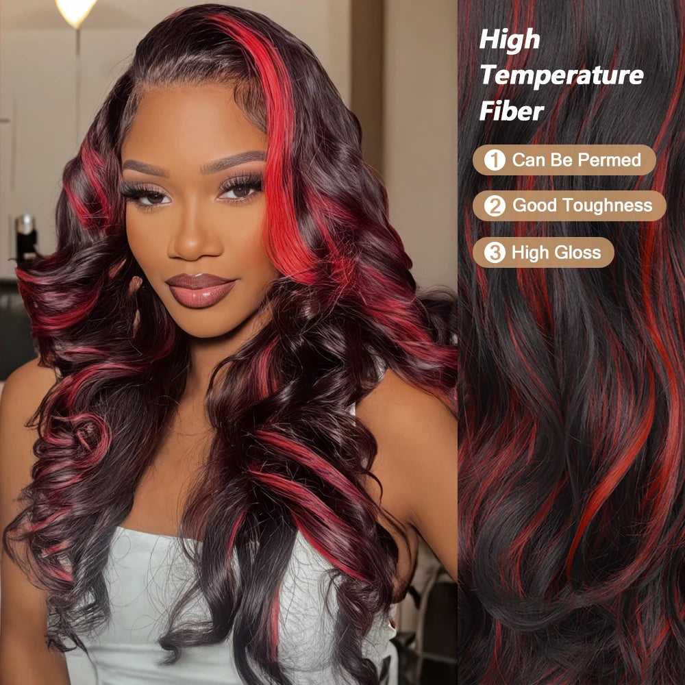 Highlight Body Wave Lace Front Wigs Synthetic 13x4 Ombre Blonde Lace Front Wig 13x6 HD Honey Blonde Lace Frontal Wigs For Women
