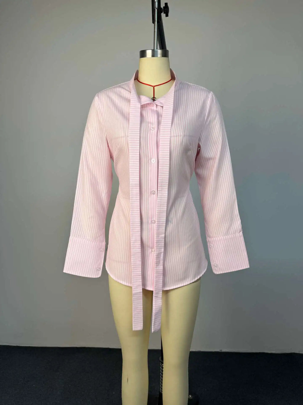 Women's Clothing 2026 Spring New Fashion Design Sense Striped Slim-fitting Lapel Long-sleeved Shirt
