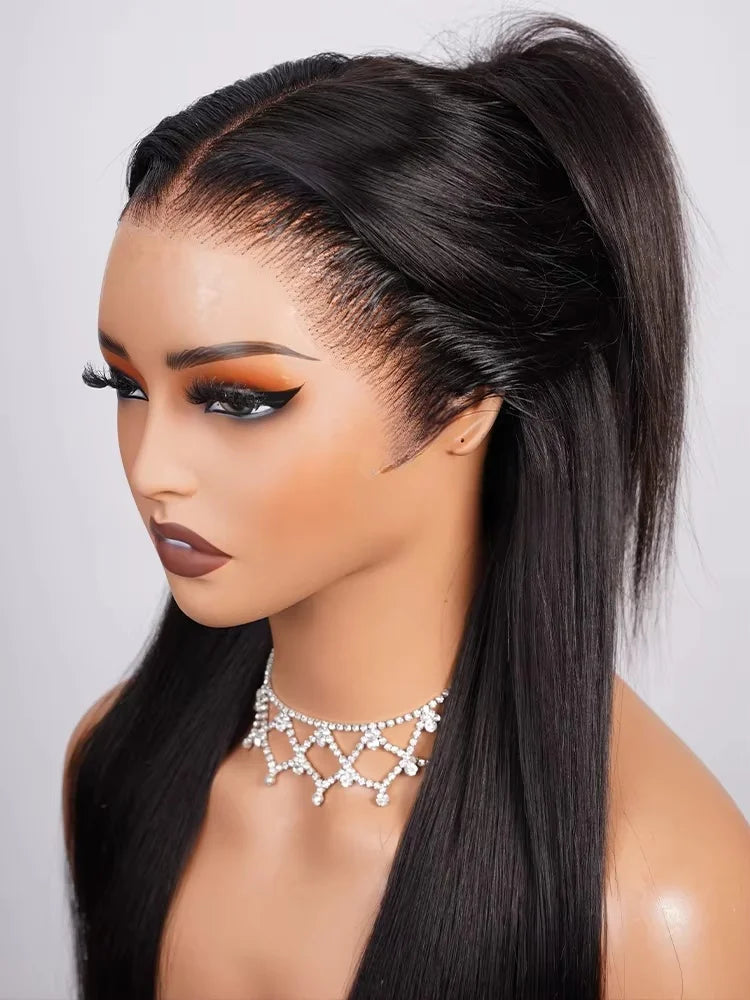 360 Full Lace Bone Straight Wig Human Hair Pre Plucked HD 13X4 Lace Front Wig 30 Inch Glueless Pre Cut 5X5 Closure Wig For Women