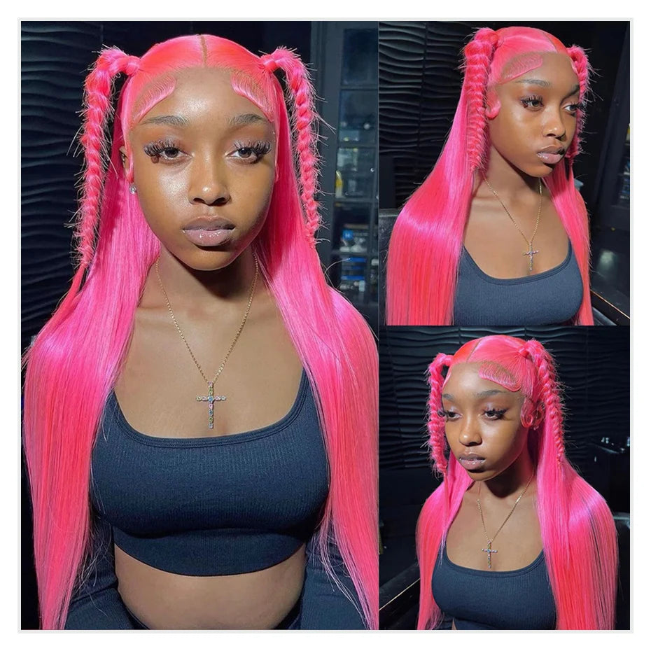 Pink Human Hair Wig – 30 & 38 Inch 613 HD Lace Frontal 13x6 Colored Wig