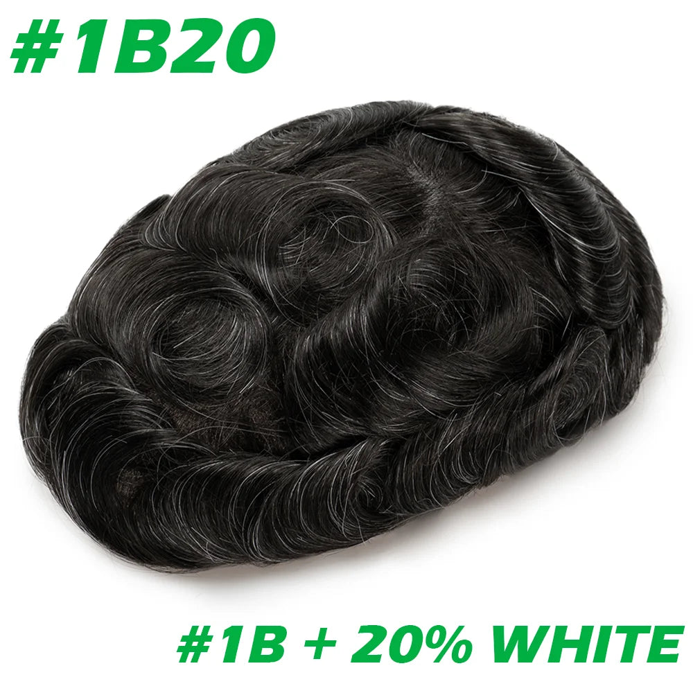 Wig Man Men's Capillary Prosthesis 100% Human Hair Wigs Men Toupee 0.03mm 90% 100% Density V Loop Human Hair Toupee For Men