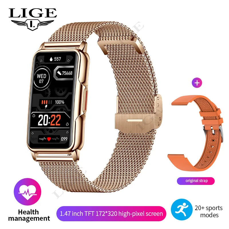 LIGE Women's Smartwatch – 1.47" Bluetooth Fitness Bracelet with Blood Oxygen & Sleep Monitor