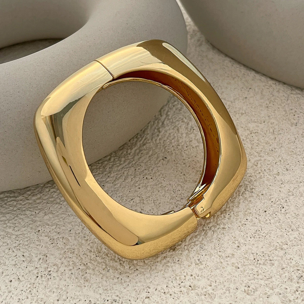Ingemark Punk Big Chunky Metal Wide Cuff Bangles for Women Fashion Statement Vintage Geometric Spring Bracelets Grunge Jewelry
