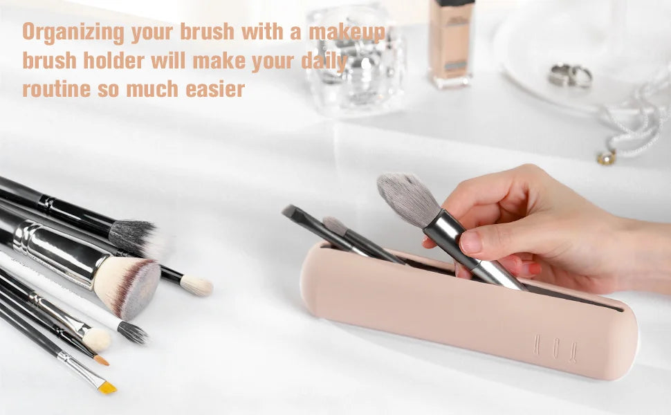 Travel Makeup Brush Holder,Silicon Trendy And Portable Cosmetic Face Brushes Holder,Soft And Sleek Makeup Tools Organizer