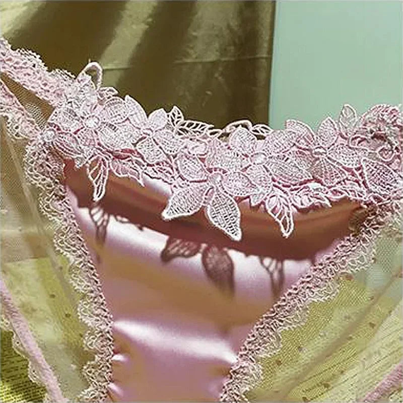 Women's Sexy Satin Lace Underwear – Fashionable Silky Briefs