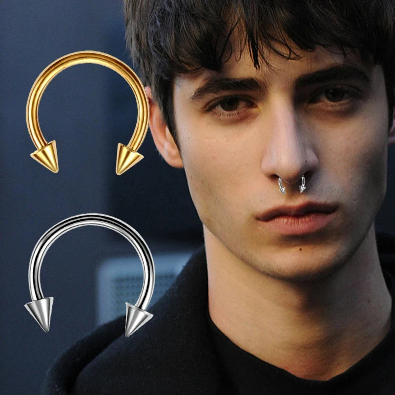 Metal Horseshoe Fake Nose Ring – C-Clip Septum & Lip Hoop for Women & Men