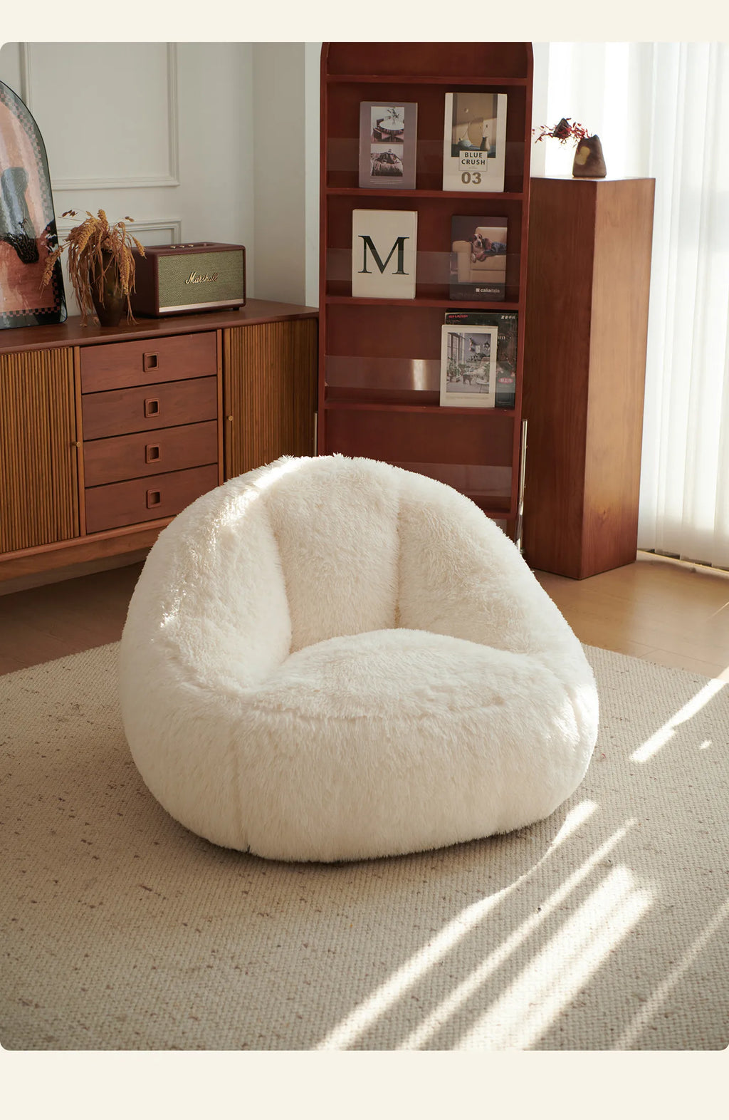 Cute White Nordic Children's Sofa – Recliner Lazy Puff for Kids' Living Room
