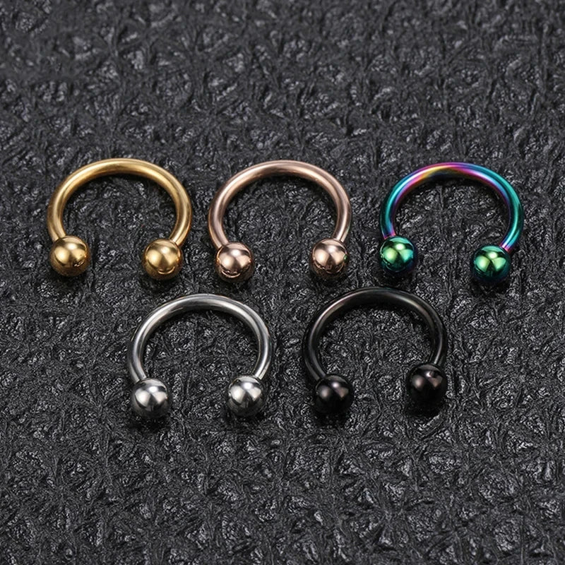 Metal Horseshoe Fake Nose Ring – C-Clip Septum & Lip Hoop for Women & Men