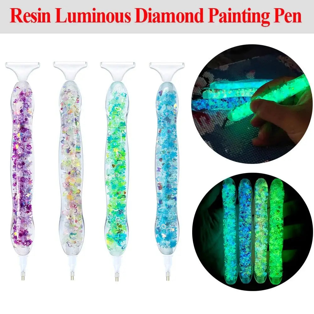 Luminous Diamond Painting Drill Pen – Cross Stitch Embroidery Point Drill Pen with Replacement Tips