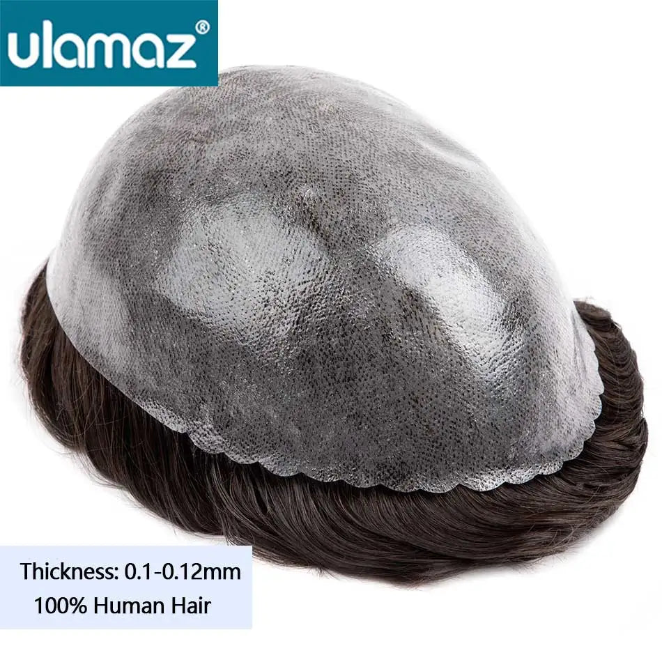 Microskin Hair System for Men | 0.12mm Invisible PU Base | 100% Indian Remy Hair | Knotless Toupee