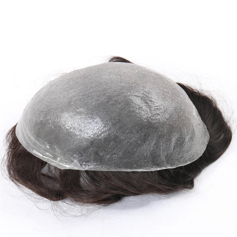 Wig Man Men's Capillary Prosthesis 100% Human Hair Wigs Men Toupee 0.03mm 90% 100% Density V Loop Human Hair Toupee For Men