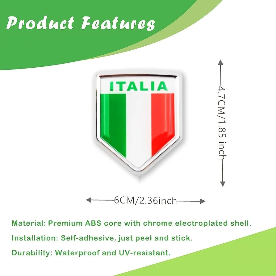 Italy Flag Shield Car Emblem – Italian Crest Decal for Cars, Bikes & Motorcycles