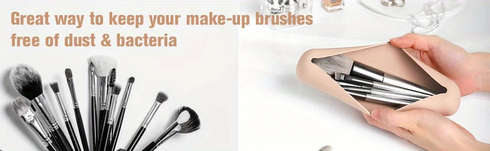 Travel Makeup Brush Holder,Silicon Trendy And Portable Cosmetic Face Brushes Holder,Soft And Sleek Makeup Tools Organizer