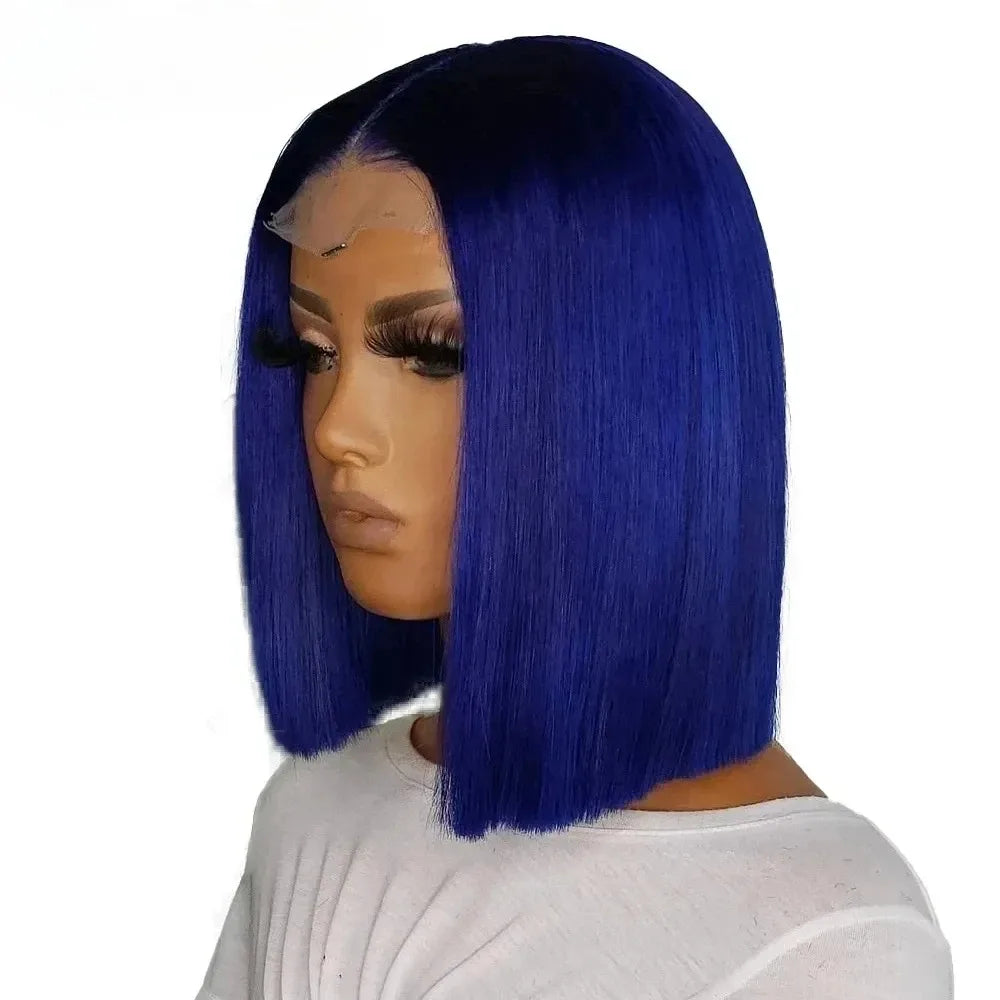 13x4 HD Short Ombre Blonde Wig Straight Bob Lace Front Wig Pre Plucked Synthetic Short Lace Frontal Wig Glueless Daily Cosplay