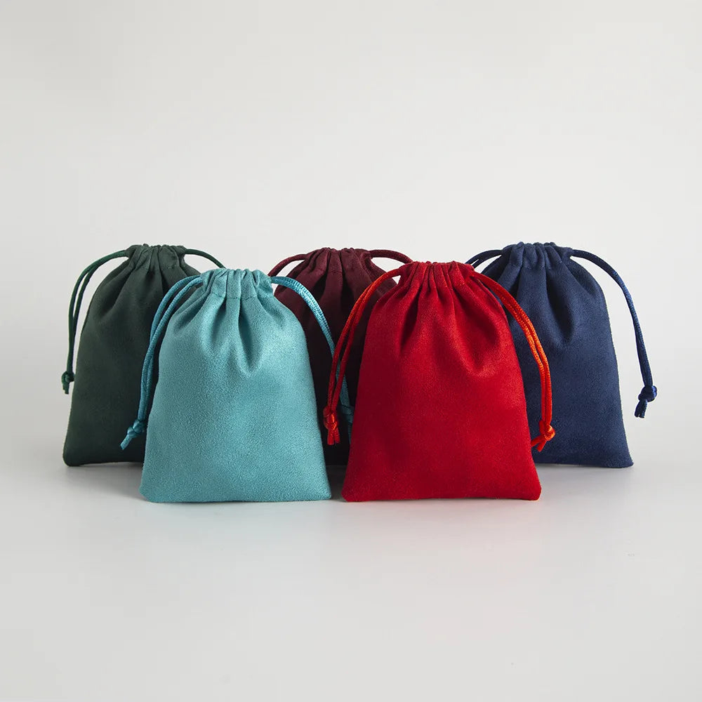 10pcs/Lot  Tinifu Blue Flannel Jewelry Packaging Velvet Drawstring Pouch for Cosmetic Makeup Pouches Chic Wedding Favor Gift Bag