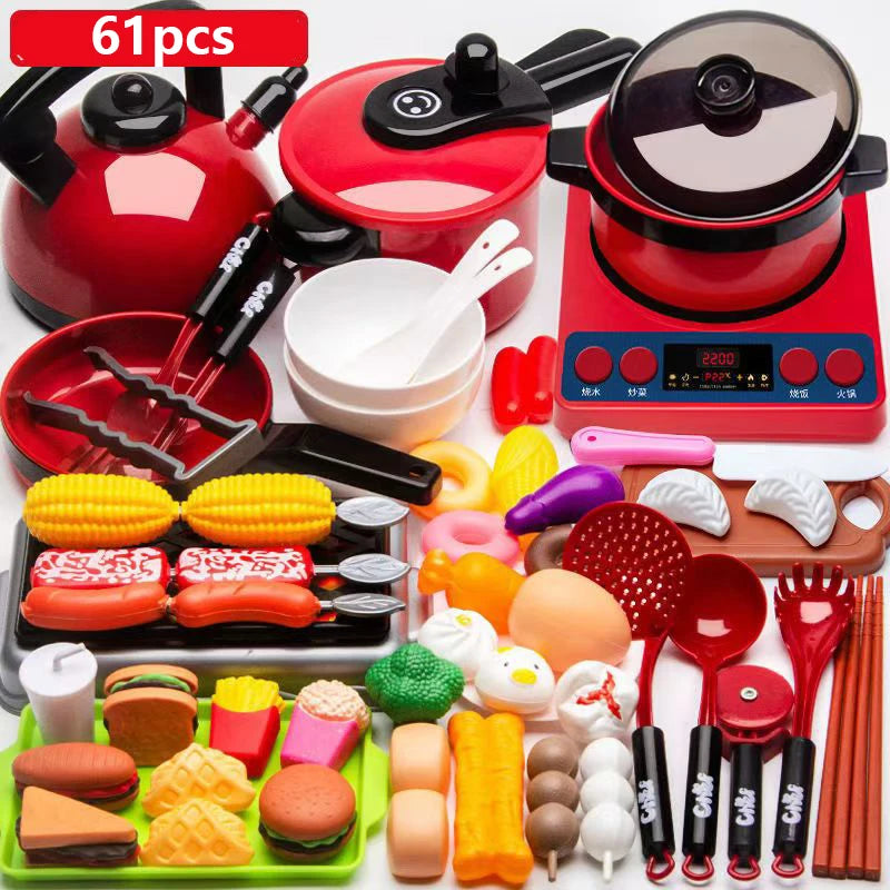 Kids Pretend Play Kitchen Toy – Simulation Food Barbecue Cooking Set for Girls