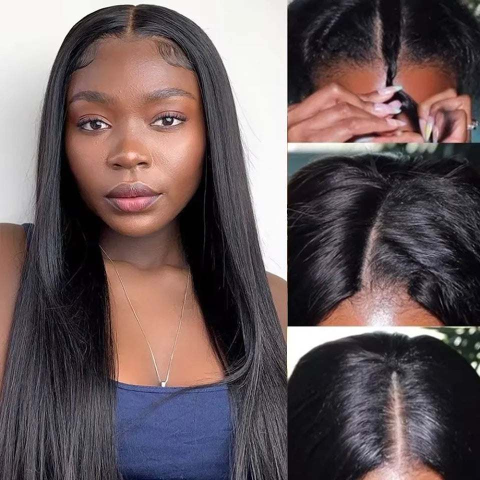16-34Inch Straight V Part Human Hair Wigs Straight Brazilian Wig For Women Cheap U part Human Hair Head Clip In Half Wig No Glue