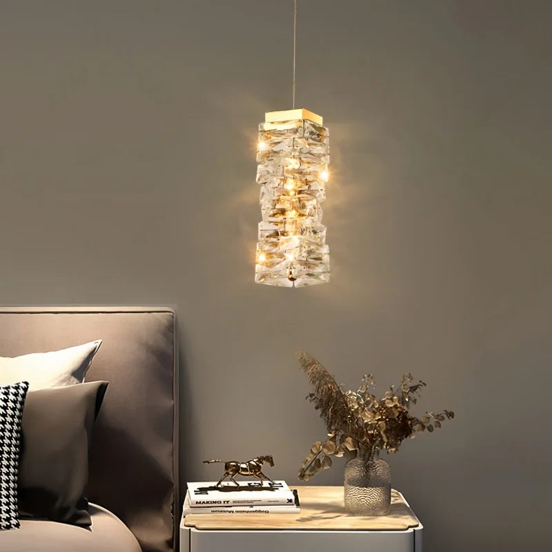 Luxury LED Crystal Pendant Light | Modern Chandelier for Bedroom & Living Room | 3 Color Modes | 90–260V