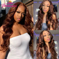 Princess Cholocate Brown Colored Human Hair Wigs 13x4/13x6 Brazilian Body Wave Lace Front Wig Pre Plucked HD Lace Frontal Wig